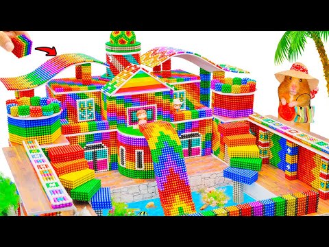 ASMR - Building Underground House With Waterfall and Water Slide To Swimming Pool - Magnet Balls