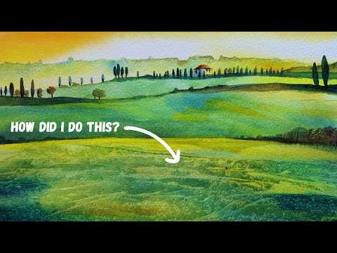 How to Paint Fields & Trees in Watercolour - Landscape Tutorial - Tuscany