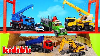 Tow Truck Saves a Cargo Truck During Bridge Collapse 🚧 Toys Rescue Adventure for Kids | Kidibli