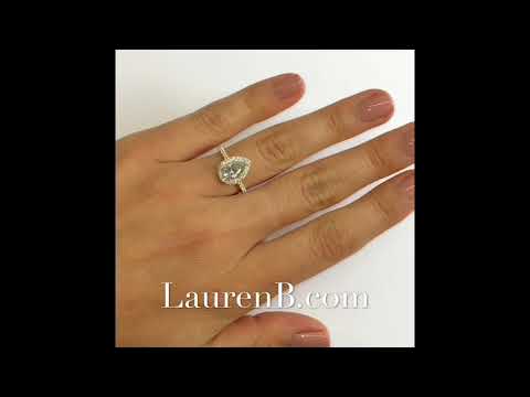 Pear Shape Moissanite Halo Engagement Ring