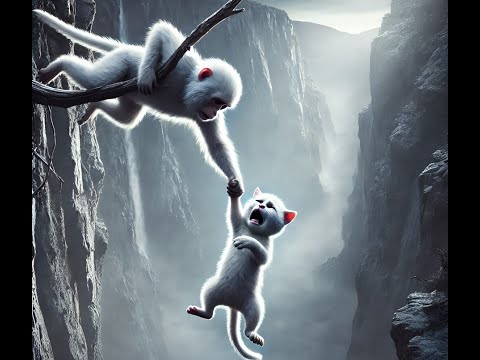 The Story of a Monkey Rescuing a Kitten 🙈😰😭😭🦝#kitten #catstory