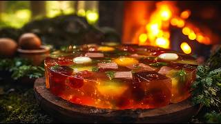 🥩 Primitive Pork Jelly 🍲 Epic Aspic Recipe in the Forest 🌲