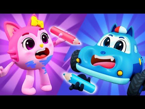 Naughty Pink And Blue + Learn Colors Song | Funny Kids Songs & Nursery Rhymes by Animal Cars