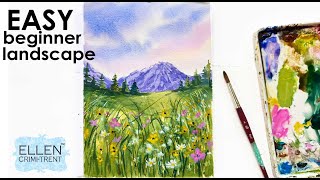 Simple Watercolor techniques for a Mountain landscape