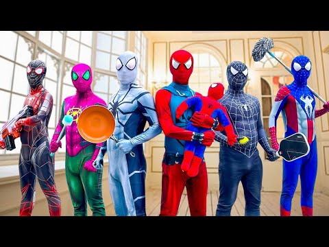 What If SPIDER-MAN Live In 1 House ??? || Hey Everyone, Fight Game !!, Go To Trainning Nerf Gun !!