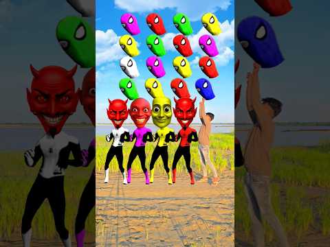 Dancing Spiderman in Red, Yellow, Pink, White Dress &Me Correct head Matching Vfx #shorts #vfx