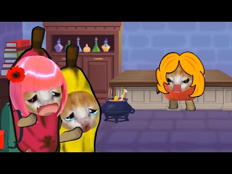 Banana Cat and Pink Banana Cat, run away from the strange house!!!