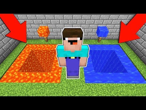 Minecraft NOOB vs PRO : WHICH PIT WILL NOOB CHOOSE? LAVA vs WATER! Challenge 100% trolling