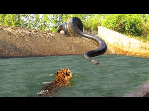 Python snake is on the tiger's hunting menu 🐅🐍