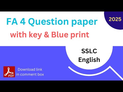 SSLC English FA 4 Question Paper with key answer 2024 - 25 | 10th class FA 4 question papers