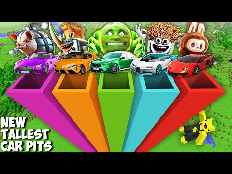 I found TALLEST PITS WITH NEW BRAINROT CARS SIGMA BOY LING GANG MELON HOTSPOT LABUBU in Minecraft !