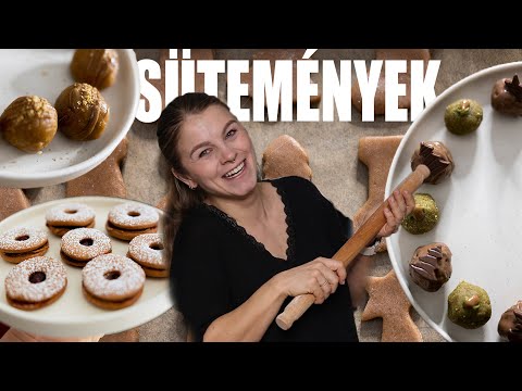 4 SÜTEMÉNY: pisztáciás golyó, mézeskalács, muffin, linzer