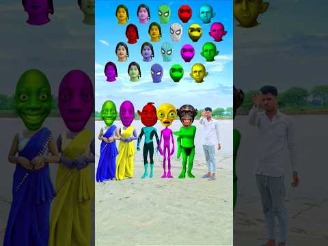 Dancing cute bhabhi, Spider-Man Pink,Alien Green,dancing joker&Me Correct Head Matching #shorts