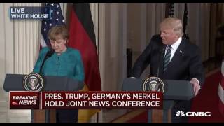 President Trump Calls Out Fake News Reporter --- Wait for Merkel's Reacion