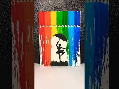 melting rain art with crayons ballerina version 🩰🖍️ #crayons  #diy #artwork #shorts #handmade