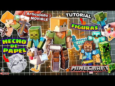 Como hacer tu propia figura Alex y Chicken Jockey Minecraft movible hecho de papel Papercraft