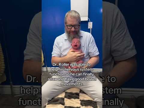 Certified Pediatric Chiropractor (Dr. Roller), helps this tense little baby finally get some relief.