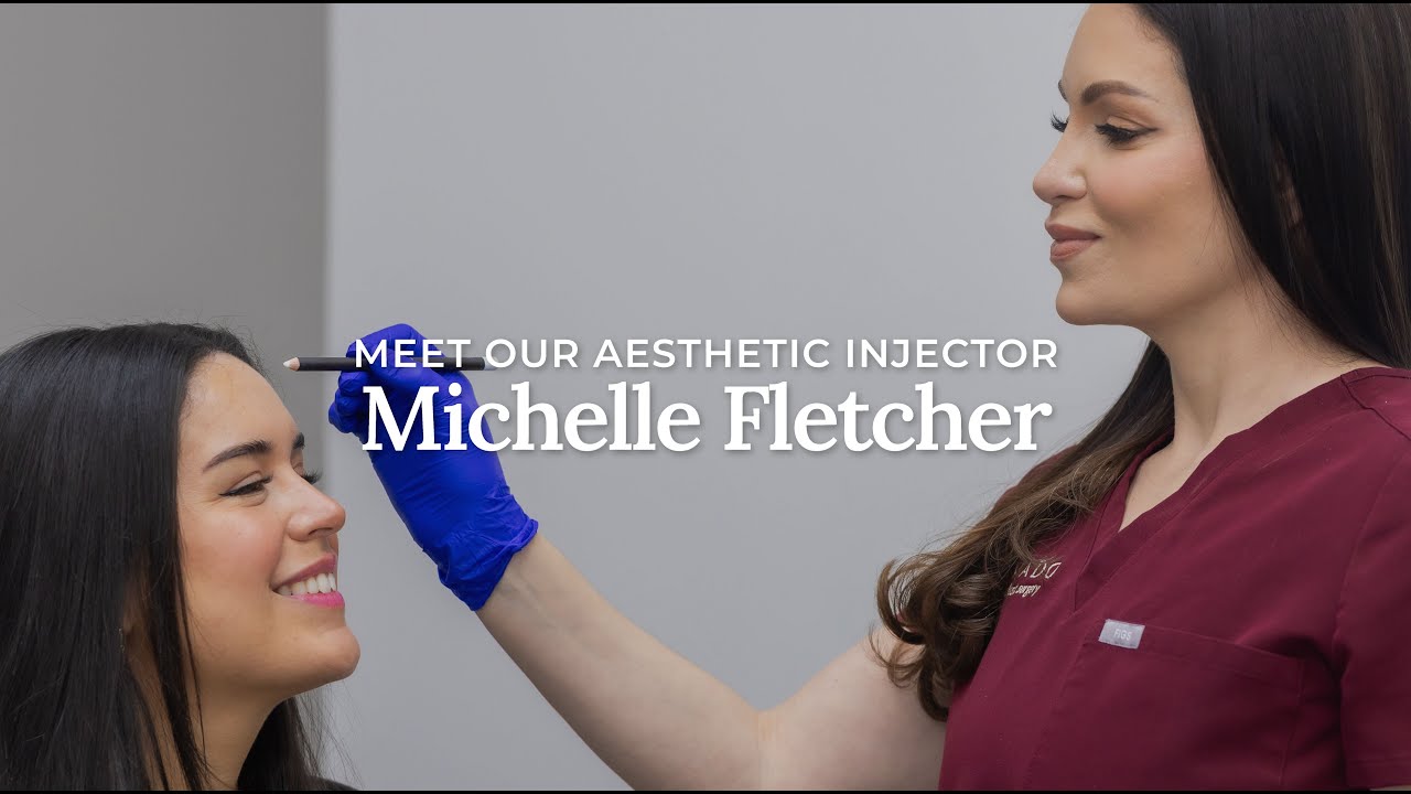 professional aesthetician treating a patient model's forehead