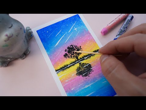 Easiest night sky drawing with oil pastels