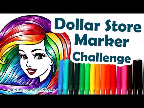How to Colour, Color with $1.25 Dollar Store Markers Challenge | Mei Yu | Cheap Marker Art Challenge