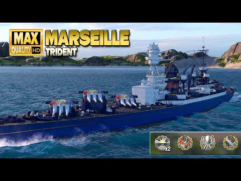 Cruiser Marseille  Nice turnaround on map Trident   World of Warships