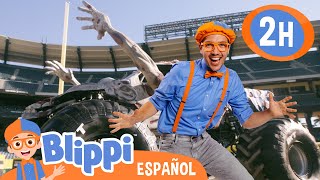 Blippi conduce un camión moustro 🛻 Canciones Infantiles🎵| Juega | Moonbug Español | Blippi