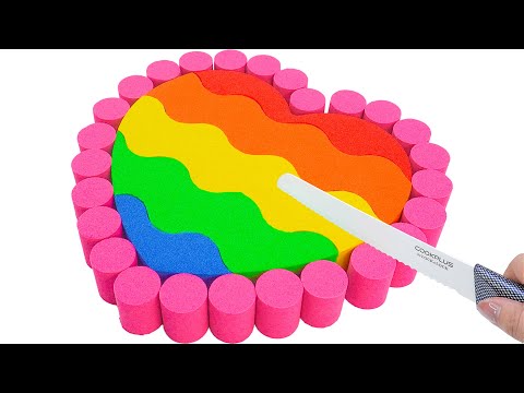 Satisfying Video | How To Make Rainbow Heart Cake With Kinetic Sand Cutting ASMR | Yo Yo Candy