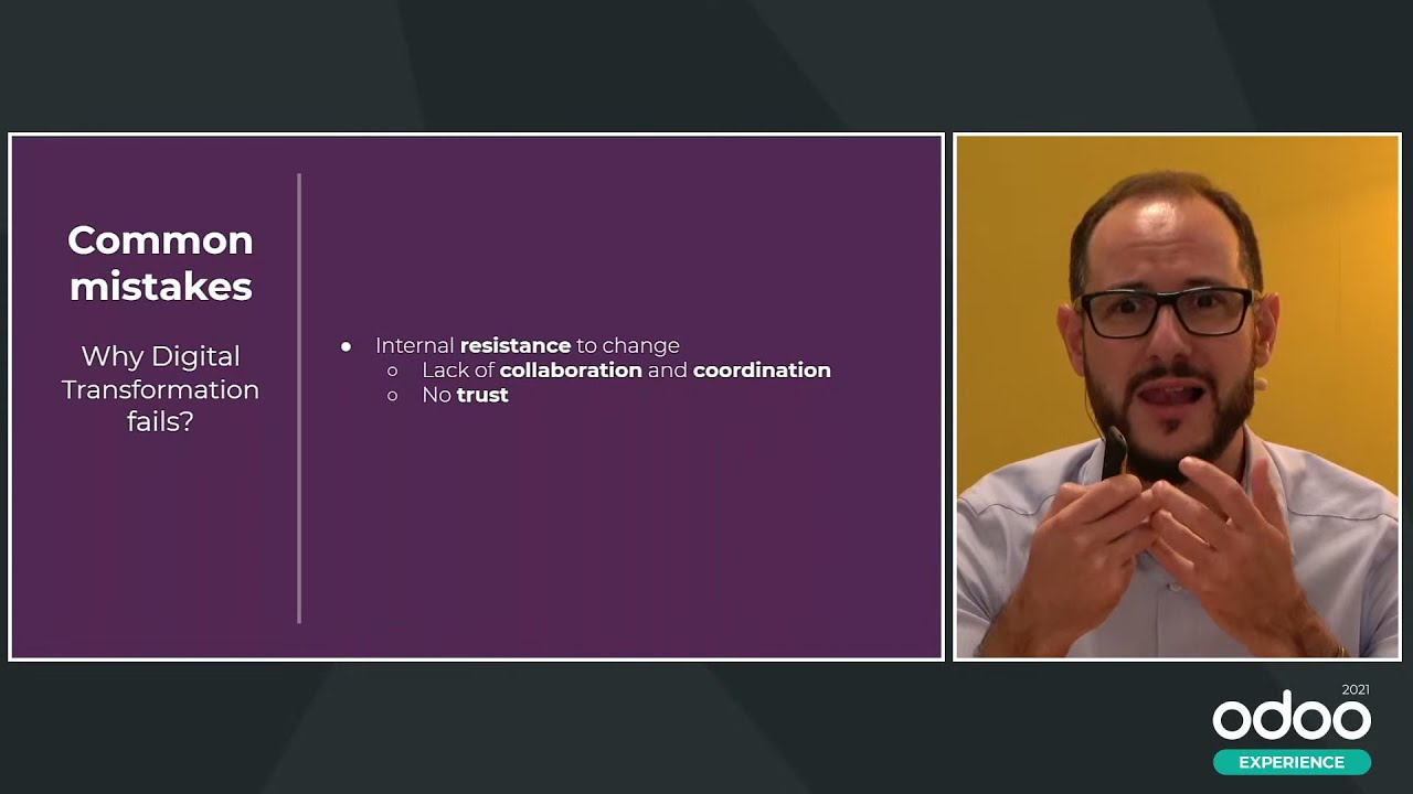 Discover Digital Transformation with Odoo | 10/7/2021

This talk will present an overview of a complex matter, Digital Transformation, in a very practical way. We will focus on 4 key areas: ...