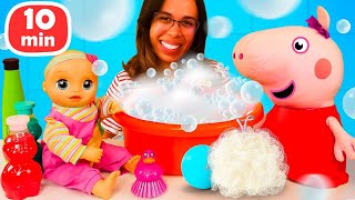 Boneca Baby Born Alive, Peppa Pig e Paola: um dia de tarefas e aventuras!🫧🏡🍽