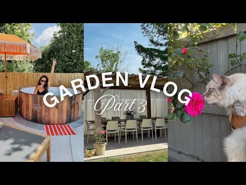 UK Garden Transformation Pt. 3! Setting up our Lay-Z-Spa Hot Tub, Styling + Planting Hanging Baskets