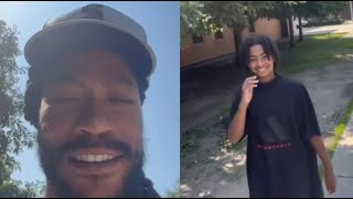 Derrick Rose Celebrates Signing His Son Up For School Without Moms Help