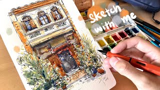Loose sketching a shophouse in Penang |ASMR sketch sounds & ambient noise, no music