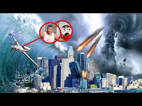 The End of Los Santos | Shin Chan Mega Tsunami & Tornado Meteors Destroying Los Santos | Gta 5