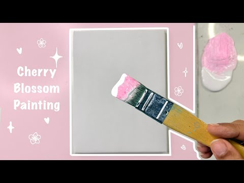 Easy Cherry Blossom painting/ Acrylic painting tutorial / landscape painting for beginners