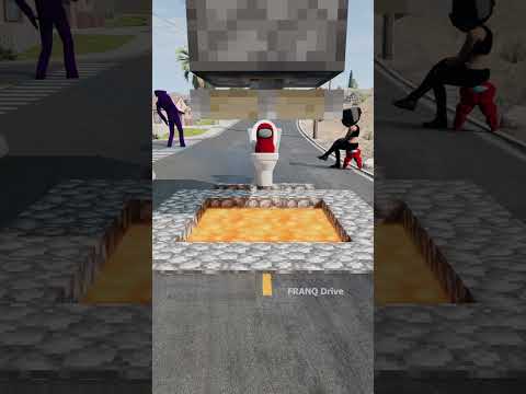 Skibidi Toilets Minecraft Lava Trap Crush – BeamNG.drive