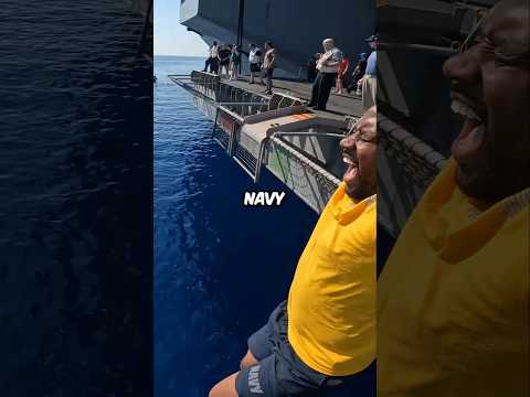 US Navy Jumping Off an Aircraft Carrier Directly into Sharks