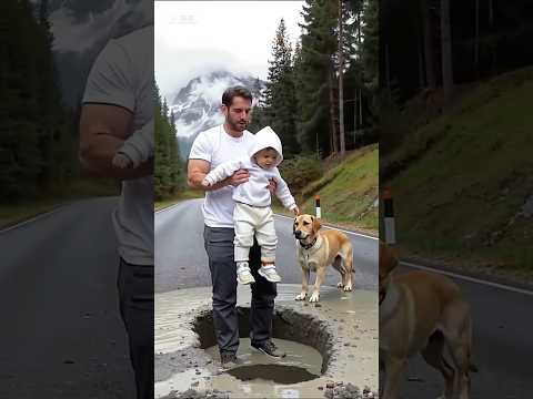 Golden retriever and Johnson rescue the Baby