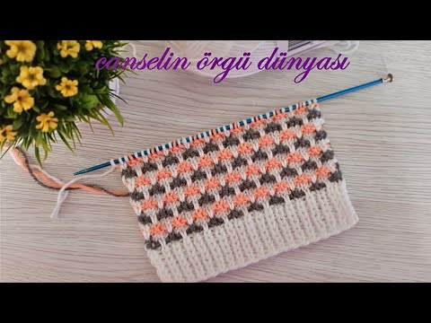 Üç renkli kabartmalı örgü modeli / Yelek hırka süveter örgü modelleri