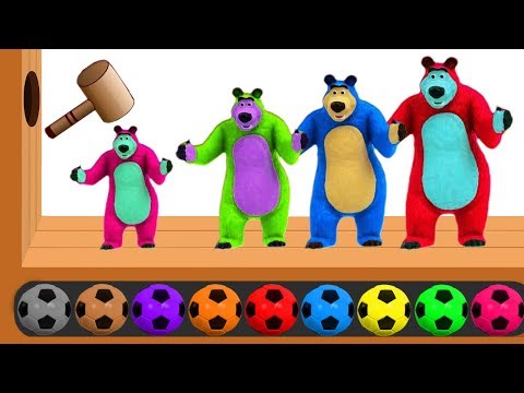 Learn Colors with Masha And The Bear Soccer Balls, Wooden Face Hammer Xylophone - Colors for Kids