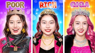 Rich Vs Poor Vs Giga Rich Girl! Who Wins The Pink And Black Dress Up Challenge?