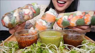GIANT SALAD ROLL (SMOKED SALMON, SHRIMP, SABA) ASMR EATING SOUNDS | NO TALKING | SAS-ASMR