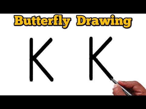 How to draw butterfly from letter K | Easy Butterfly Drawing For Beginners