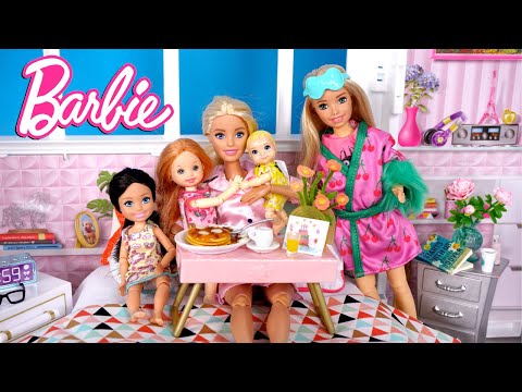 Barbie & Ken Doll Family Toddler's Funny Breakfast Morning Routine