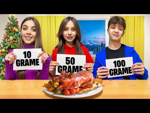 10 VS 50 VS 100 GRAME CHALLENGE * MÂNCARE de CRACIUN