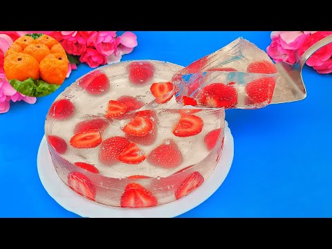 Торт СПРАЙТ из 3 ИНГРЕДИЕНТОВ! Рецепт  - ОБЪЕДЕНИЕ! Прозрачный торт желе с клубникой