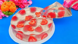 Торт СПРАЙТ из 3 ИНГРЕДИЕНТОВ! Рецепт  - ОБЪЕДЕНИЕ! Прозрачный торт желе с клубникой