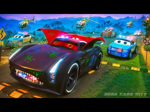 Evil Vampire Car TAKES DOWN Police Cars in INTENSE Action Packed Chase | Hero Cars Adventure