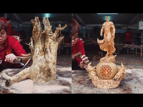 Carving SUPERMAN out of Wood - Glowing Incense Base - Woodworking technique and skill