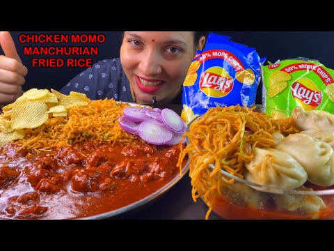 Eating Spicy🔥 Chicken Manchurian, Fried Rice, Chicken Momo, Noodles| Indo Chinese Food Feast Mukbang