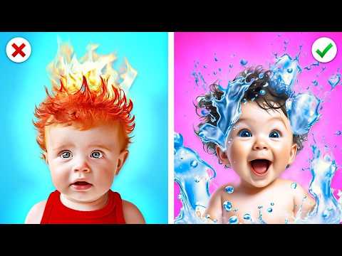 إيمبر و وآيد من العنصار لديهن أطفال! 👶🍼 مهارات تربية للأطفال للنار ضد الماء Kaboom Zoom